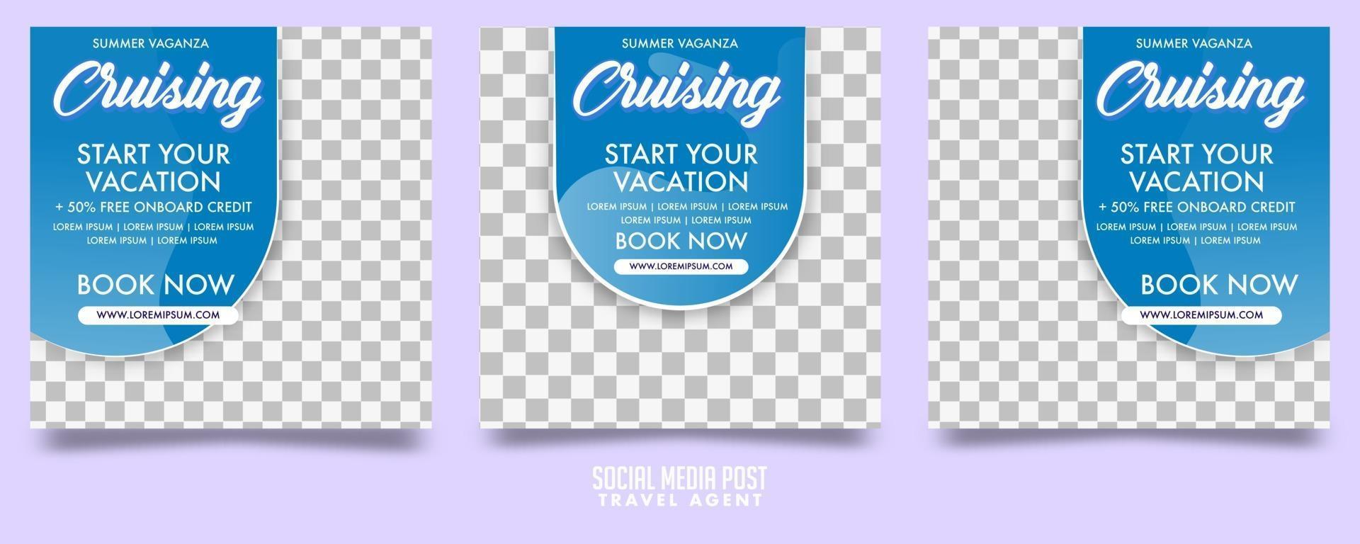 Cruise Travel Agent Social Media Post Template Vector