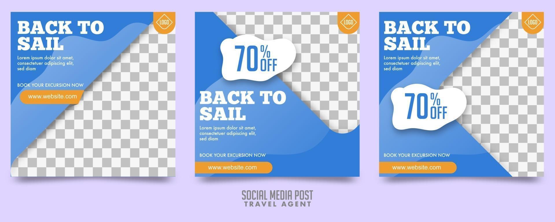 Cruise Travel Agent Social Media Post Template Vector