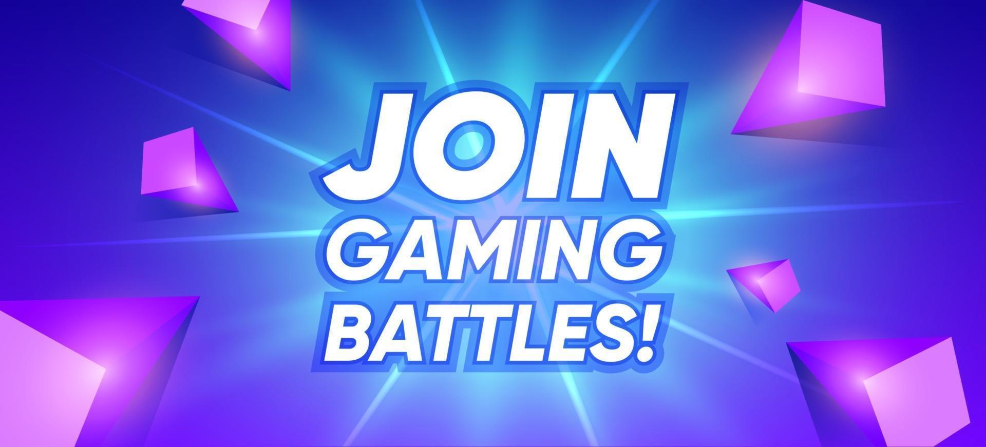 Gaming battles banner cartoon concept. Join cyber presentation border vector