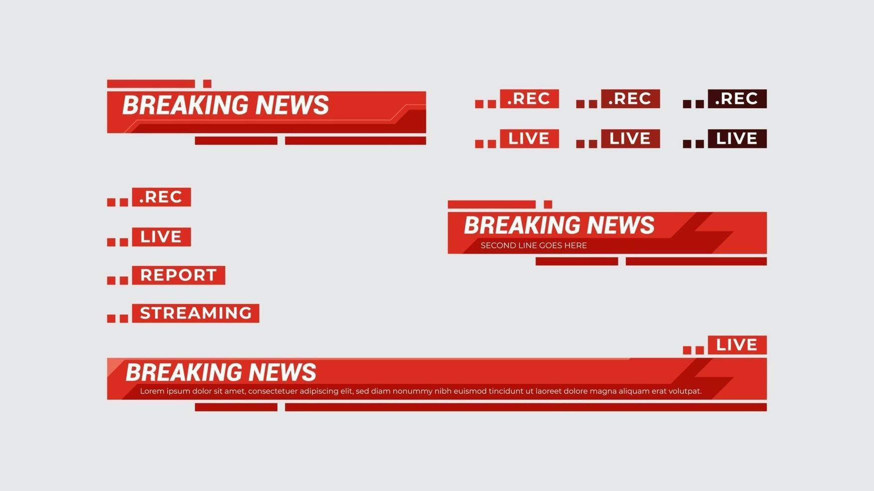 Broadcast breaking news lower third template with modern red color