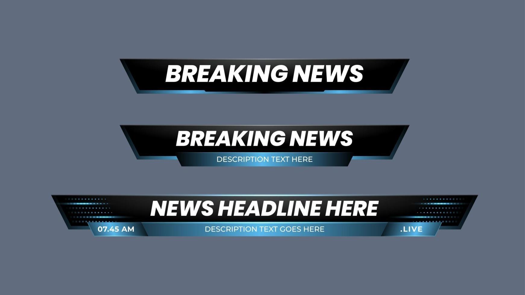 Breaking news lower third with modern blue and black background vector