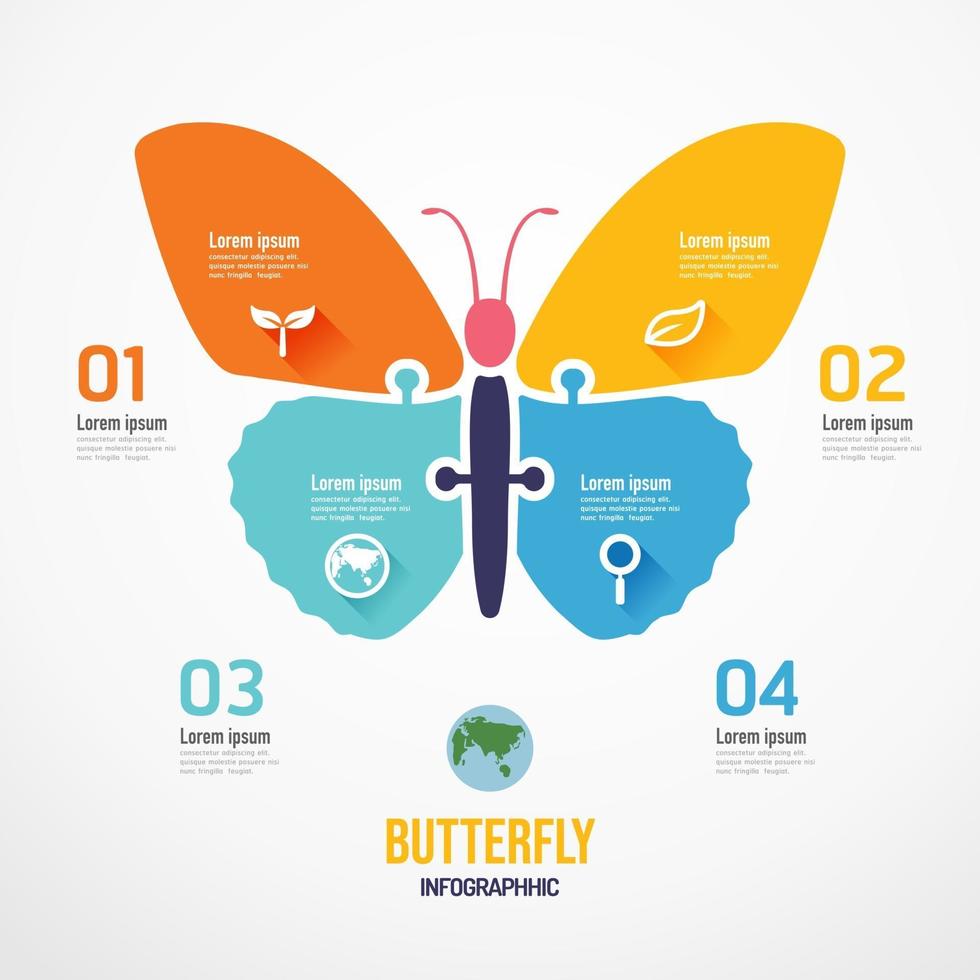 Butterfly shape jigsaw banner. zero waste Design infographic vector