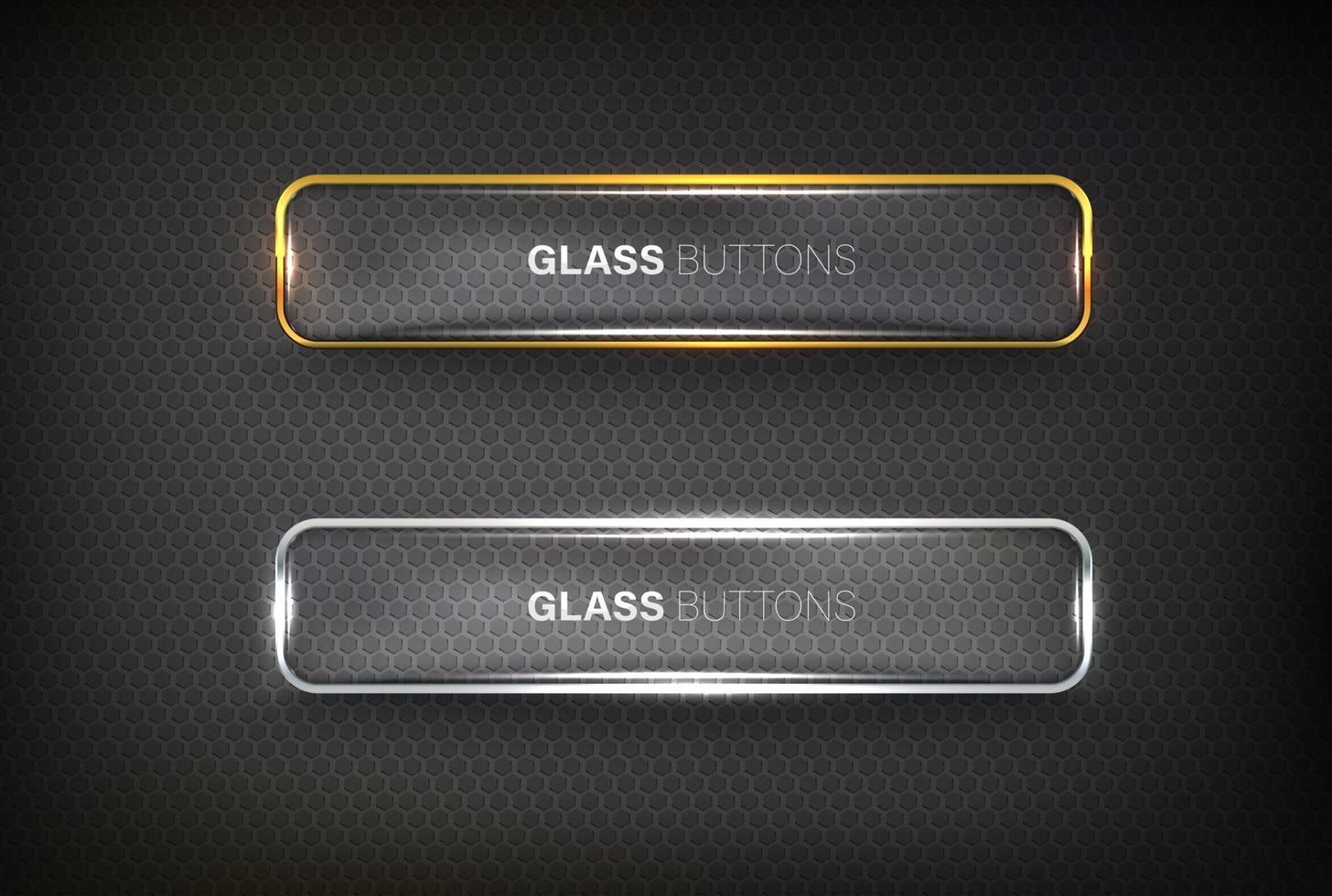 glass Button web set on black vector