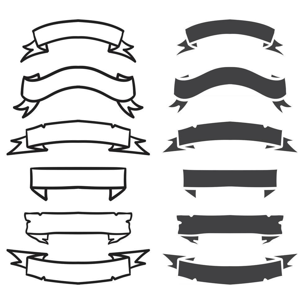 Monochrome ribbons set differrent style vector