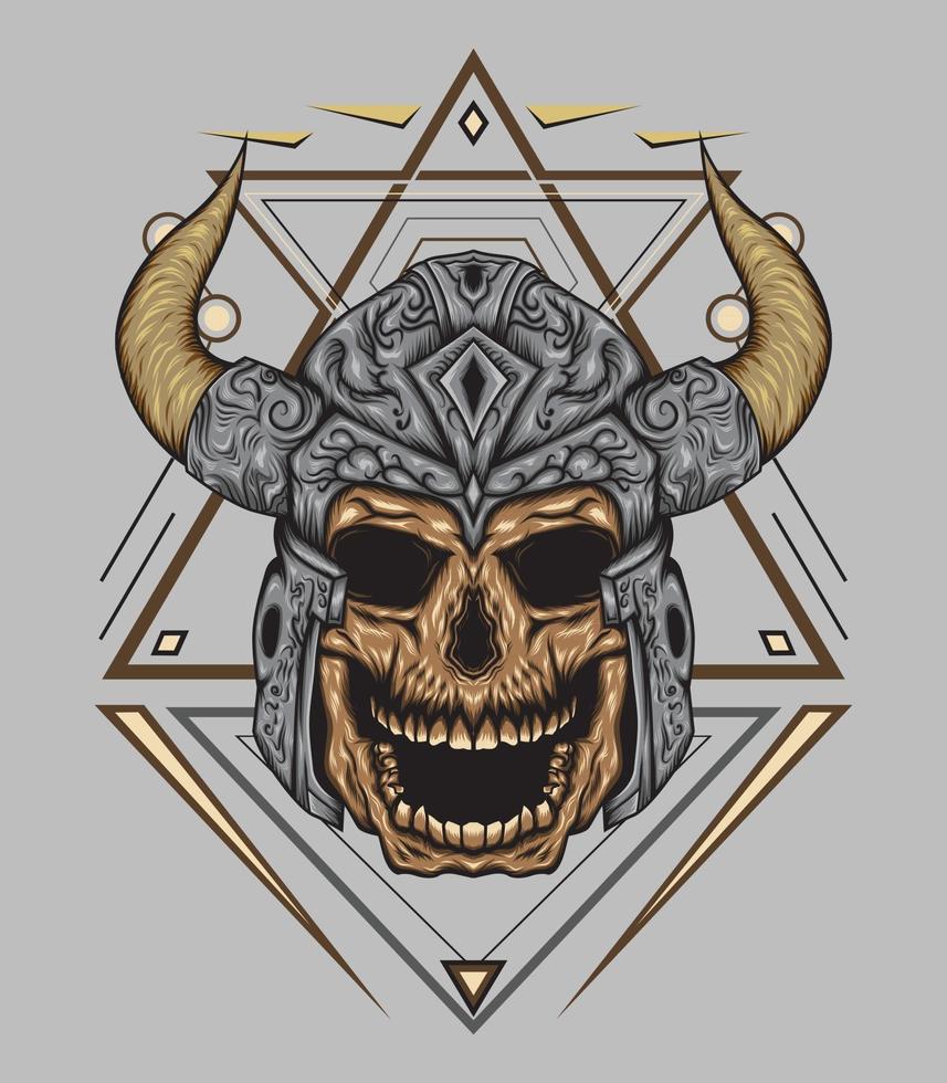 vector illustration of Viking skull with sacred geometry background