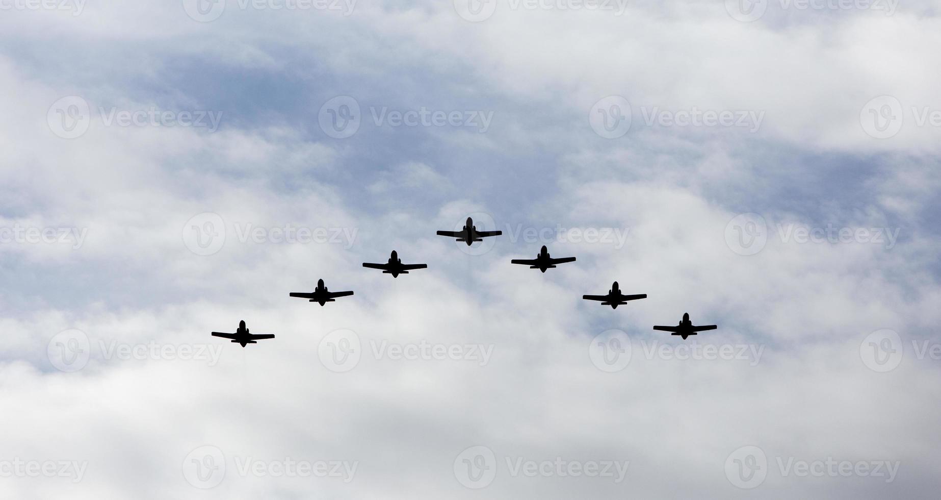 Exhibition and Air parade in the sky of Madrid, Spain photo