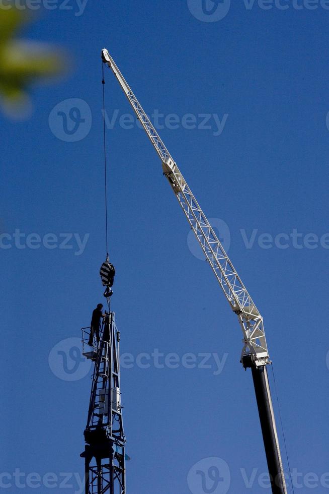 Assembly of a construction crane photo