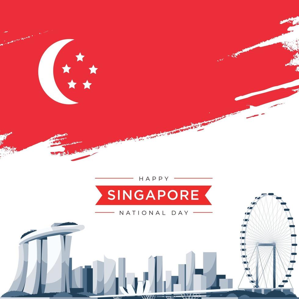 vector illustration August 9th Singapore's independence day