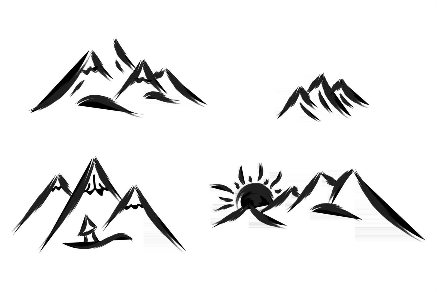 colección de ilustración vectorial de diferentes iconos de montaña vector