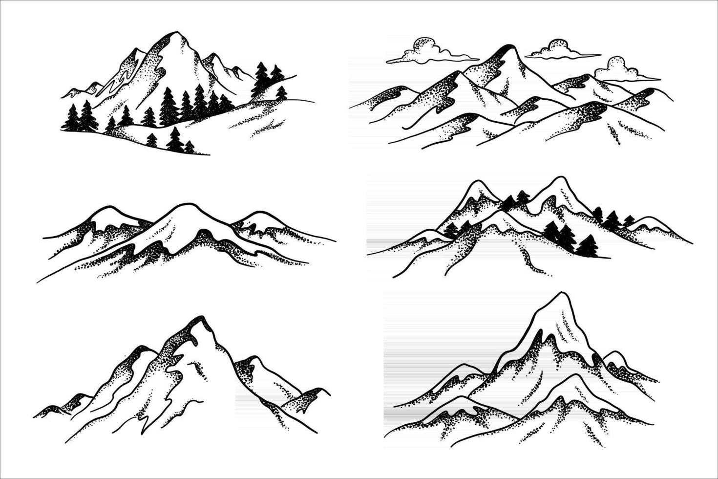 Big mountain icons set vector