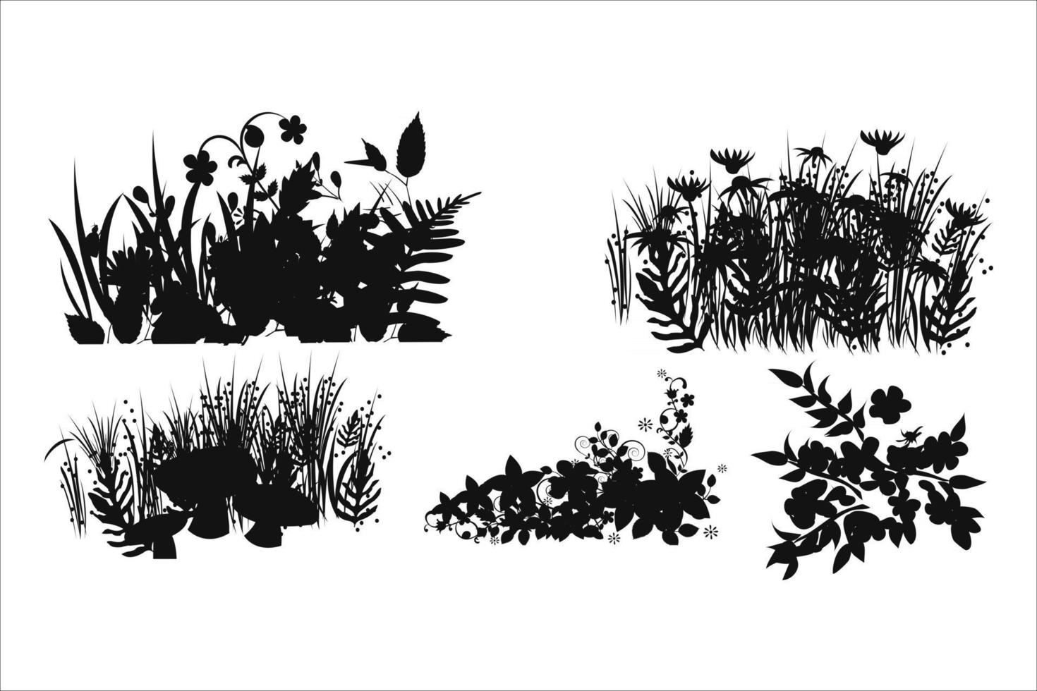 flower silhouettes set vector