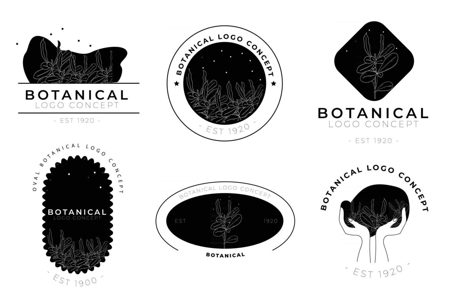 paquete de logotipo mínimo floral botánico de estilo retro vintage vector