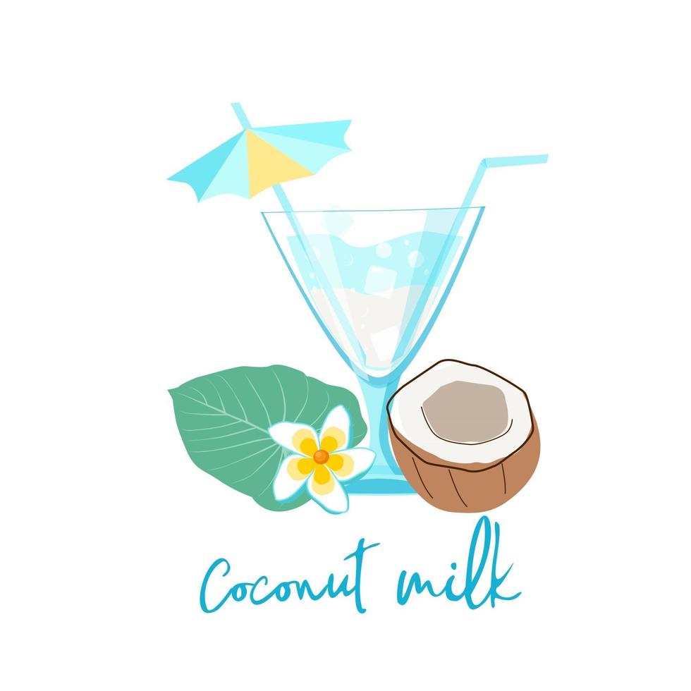 banner de verano con coctel de coco vector