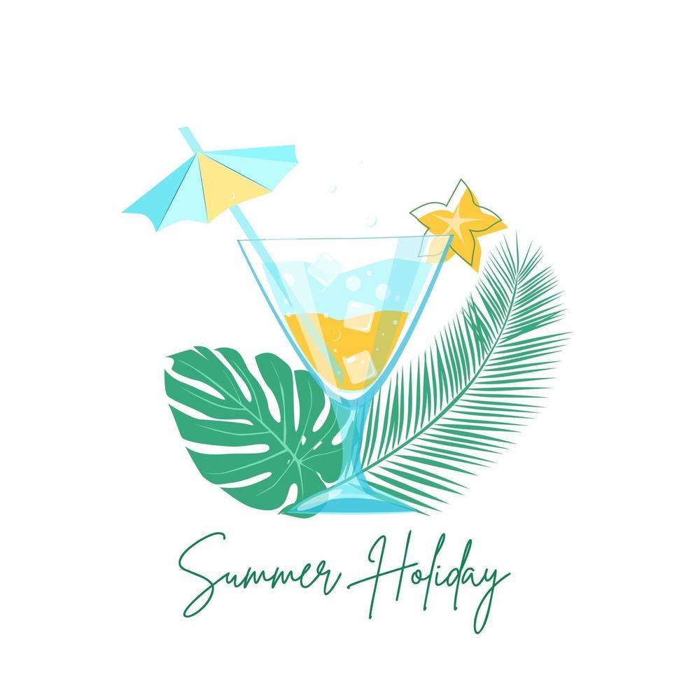 Summer banner with a fruit cocktail made of carambola vector