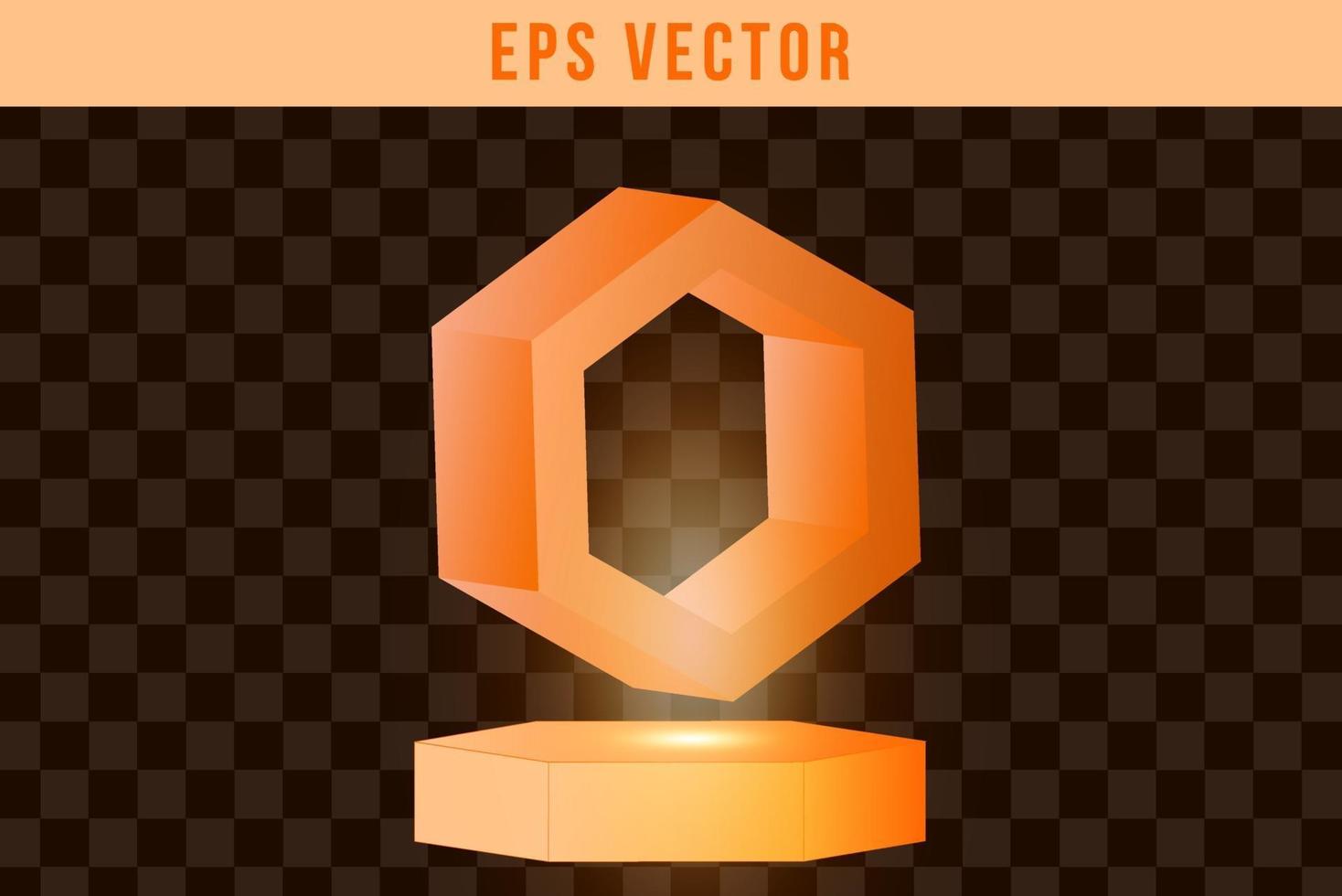 Set 3d shape orange shiny glow vector