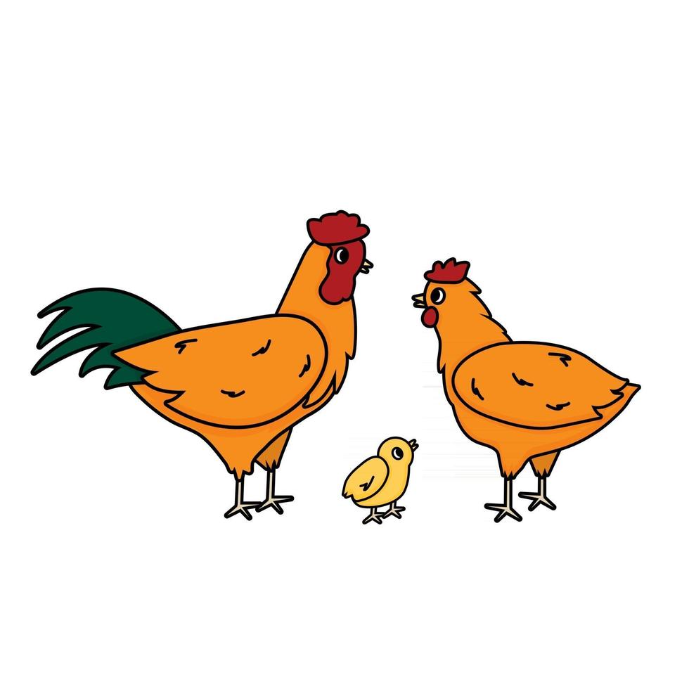 Conjunto de dibujos animados lindo animales domésticos de granja aislado sobre fondo blanco. vector