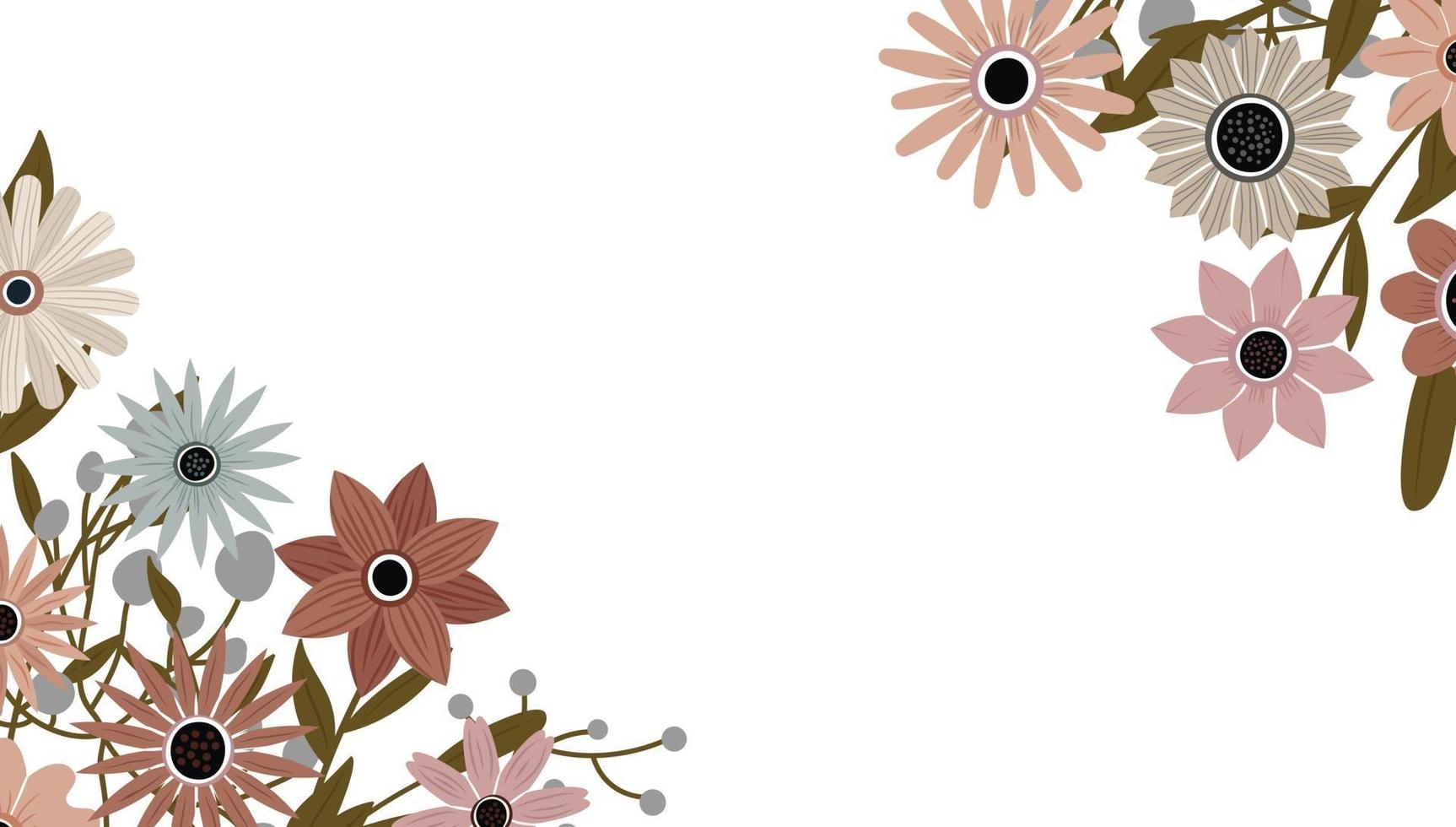Abstract art nature background. plants frame. background flowers vector