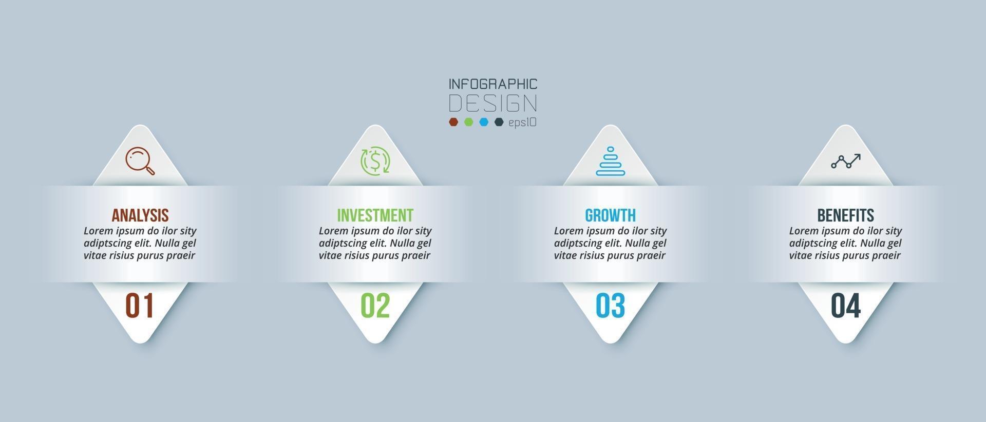 Plantilla de infografía empresarial con diseño de paso u opción. vector