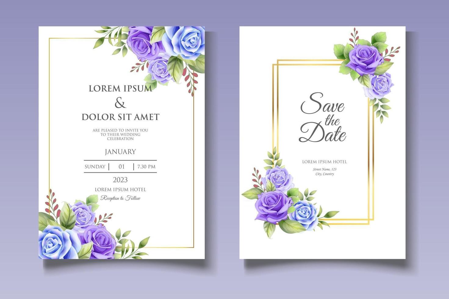 elegante plantilla de tarjeta de invitación de boda floral vector