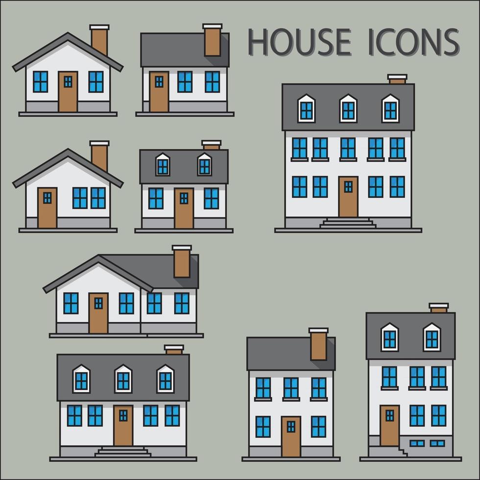 colección de casas de suburbio de simplicidad vector