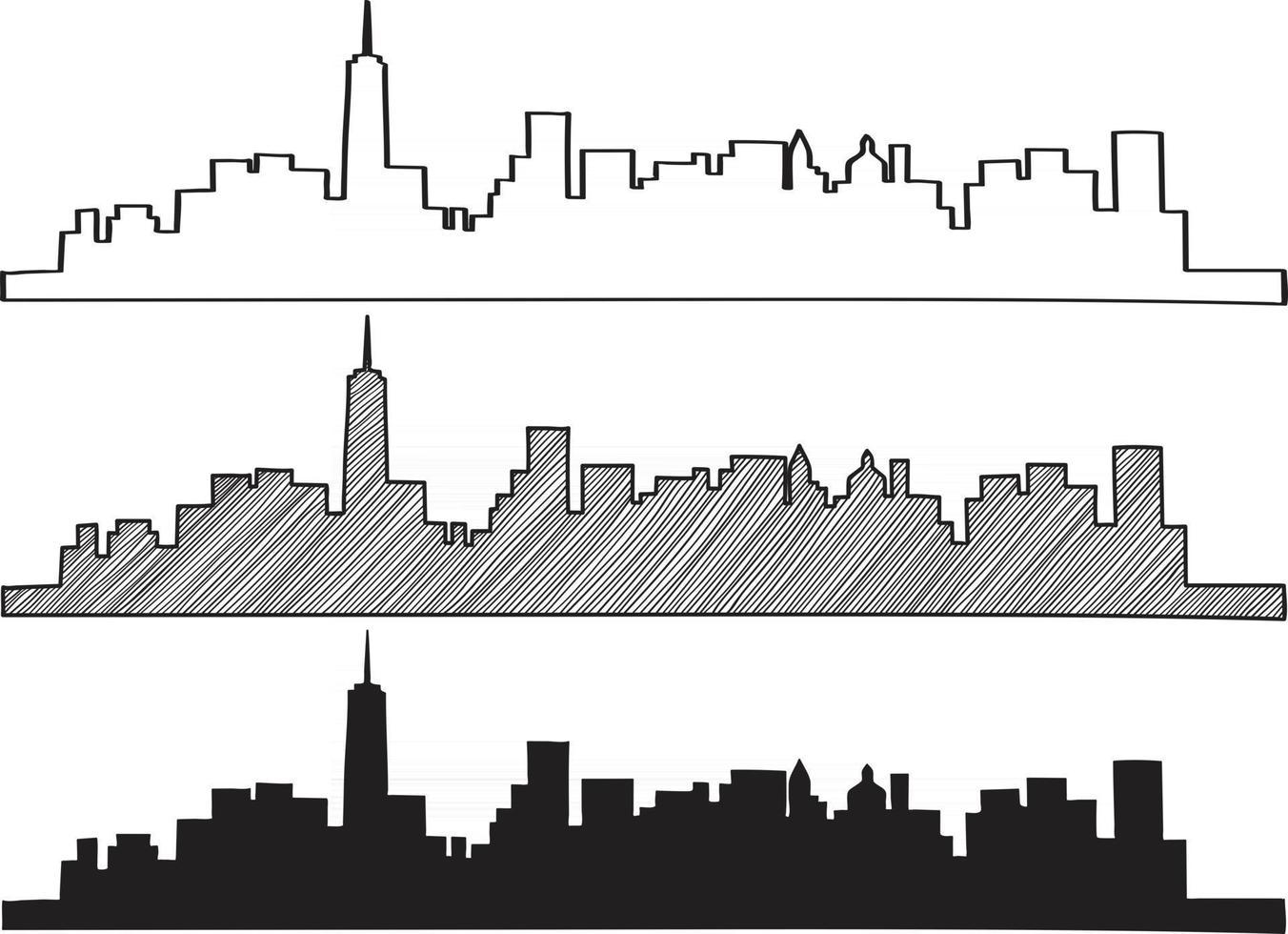 boceto a mano alzada del horizonte de la ciudad de nueva york vector