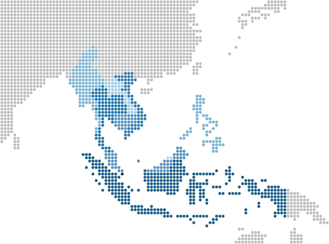 Circle dot South east Asia and nearby countries map vector