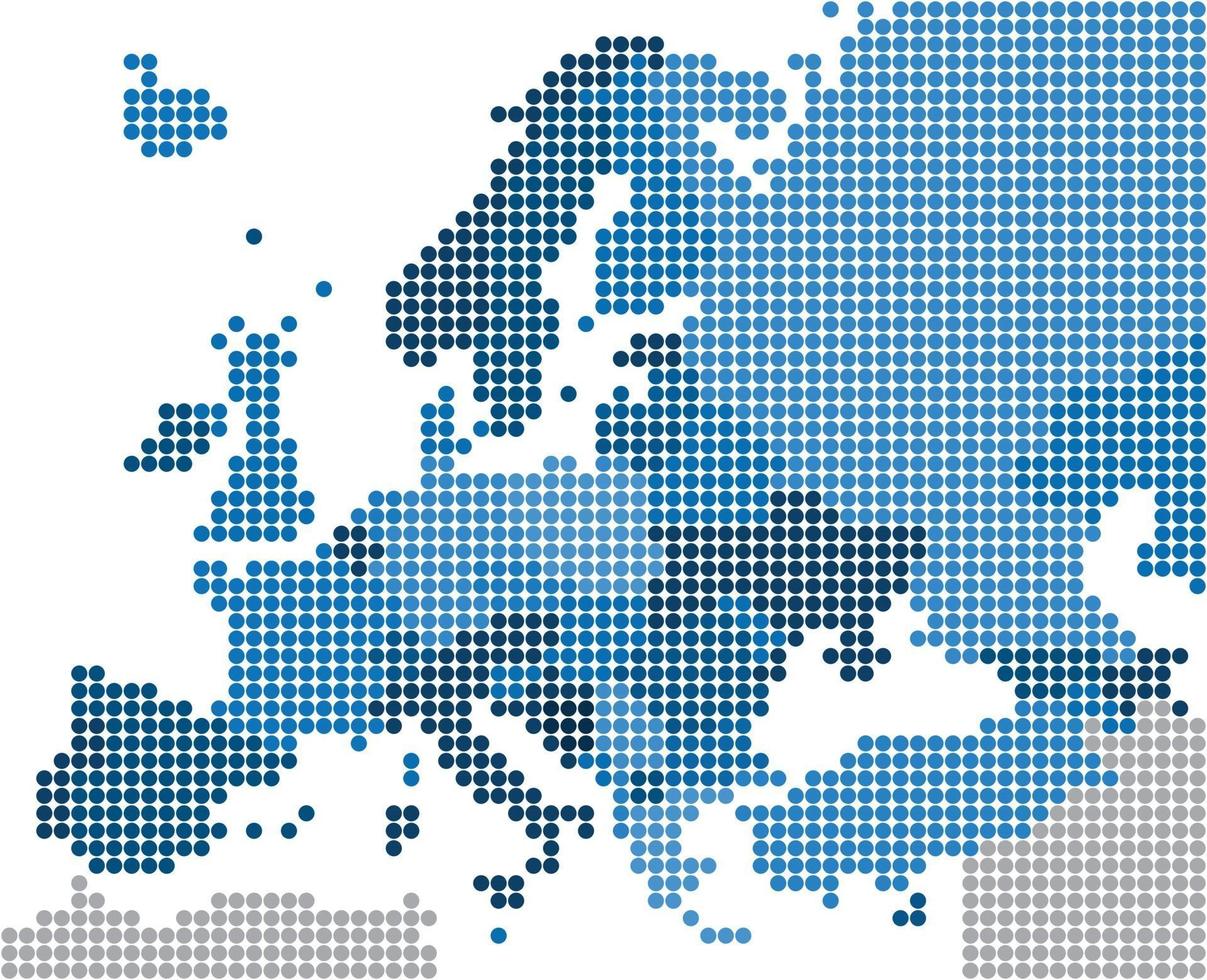 Geometry circle form of Europe map on white background vector