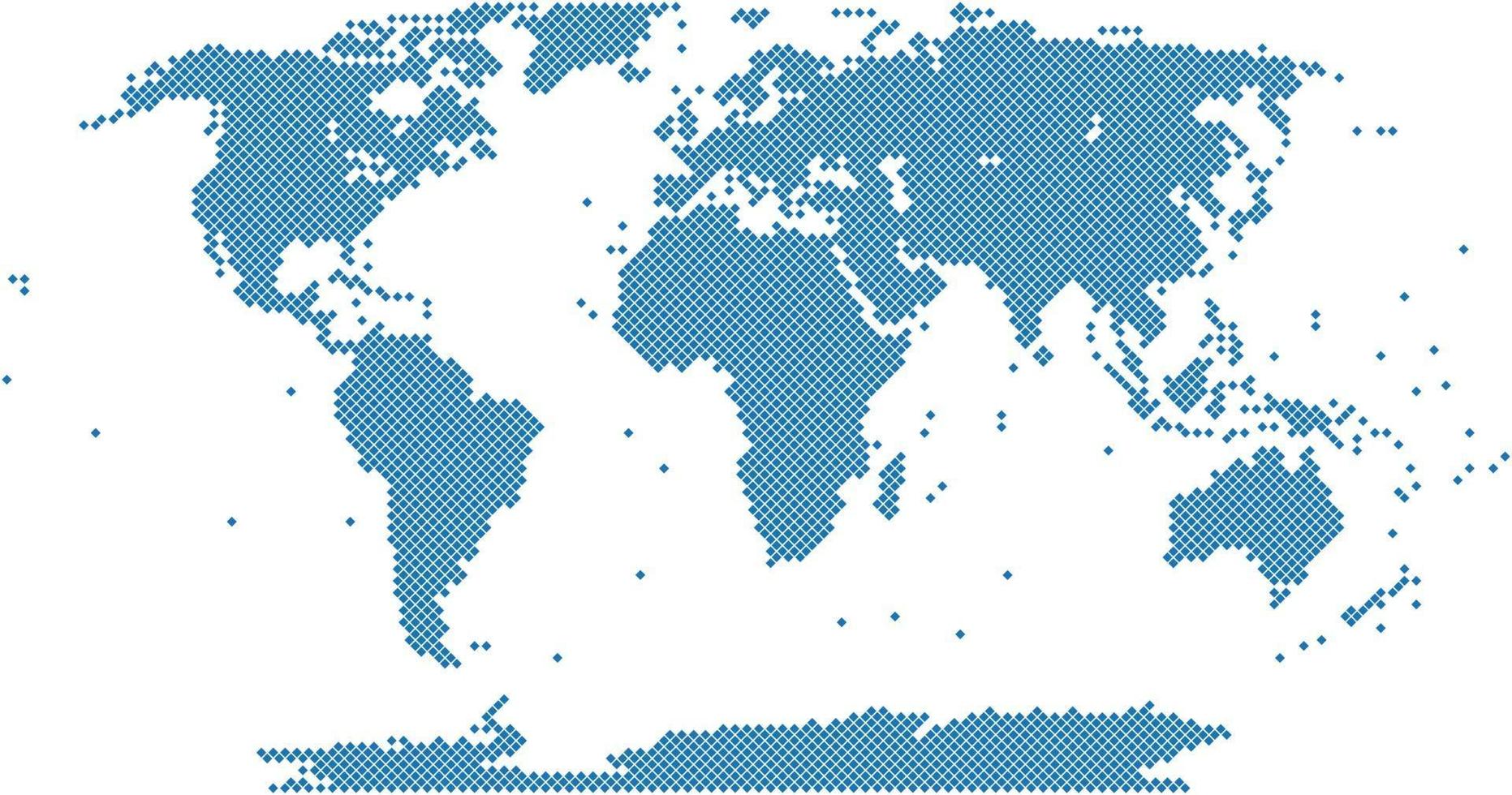 Blue square world map on white background vector