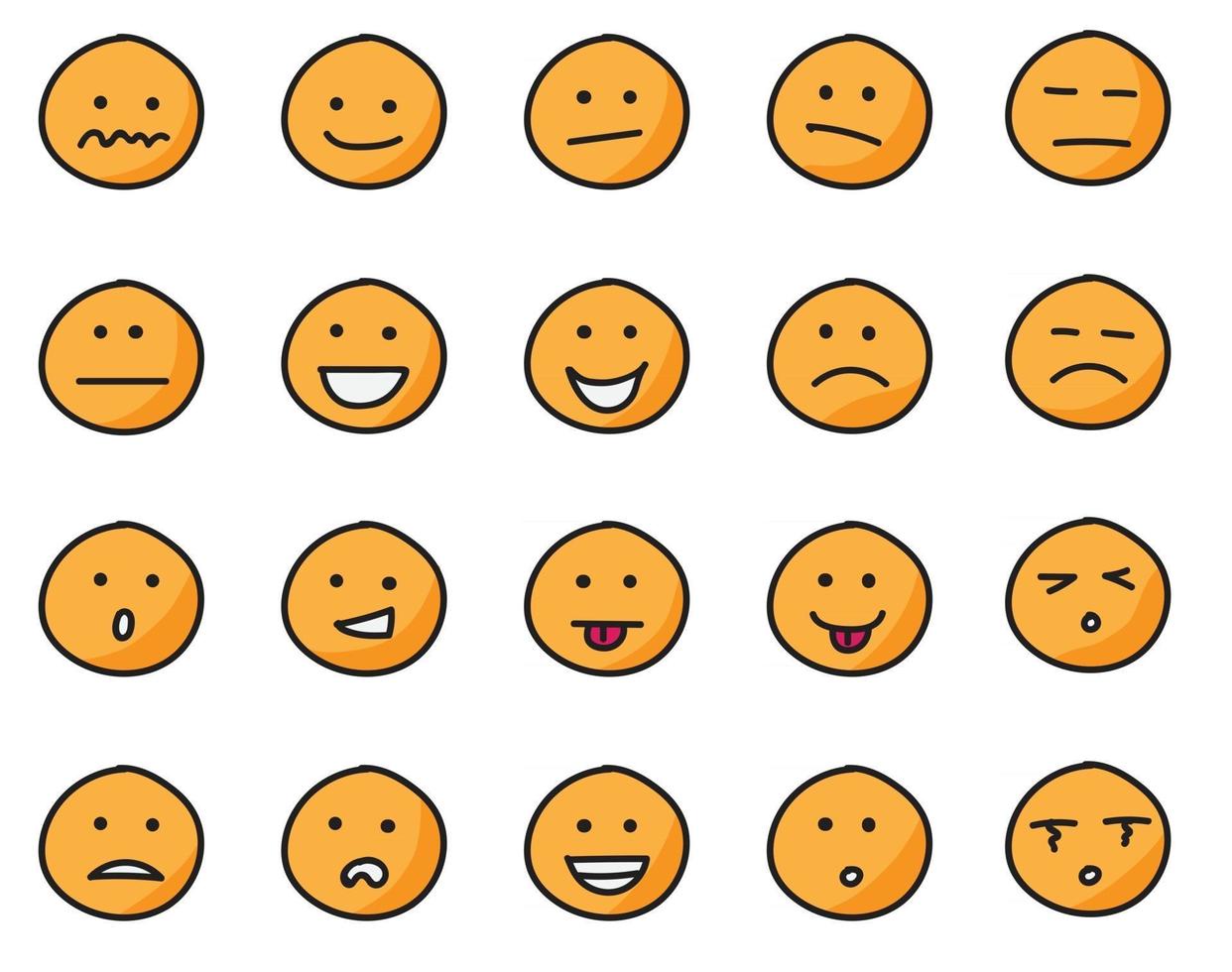 Collection of freehand drawing of emoticons vector