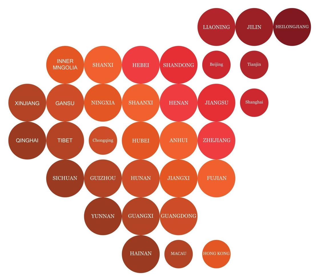 China political map divide by state colorful circle geometry. vector