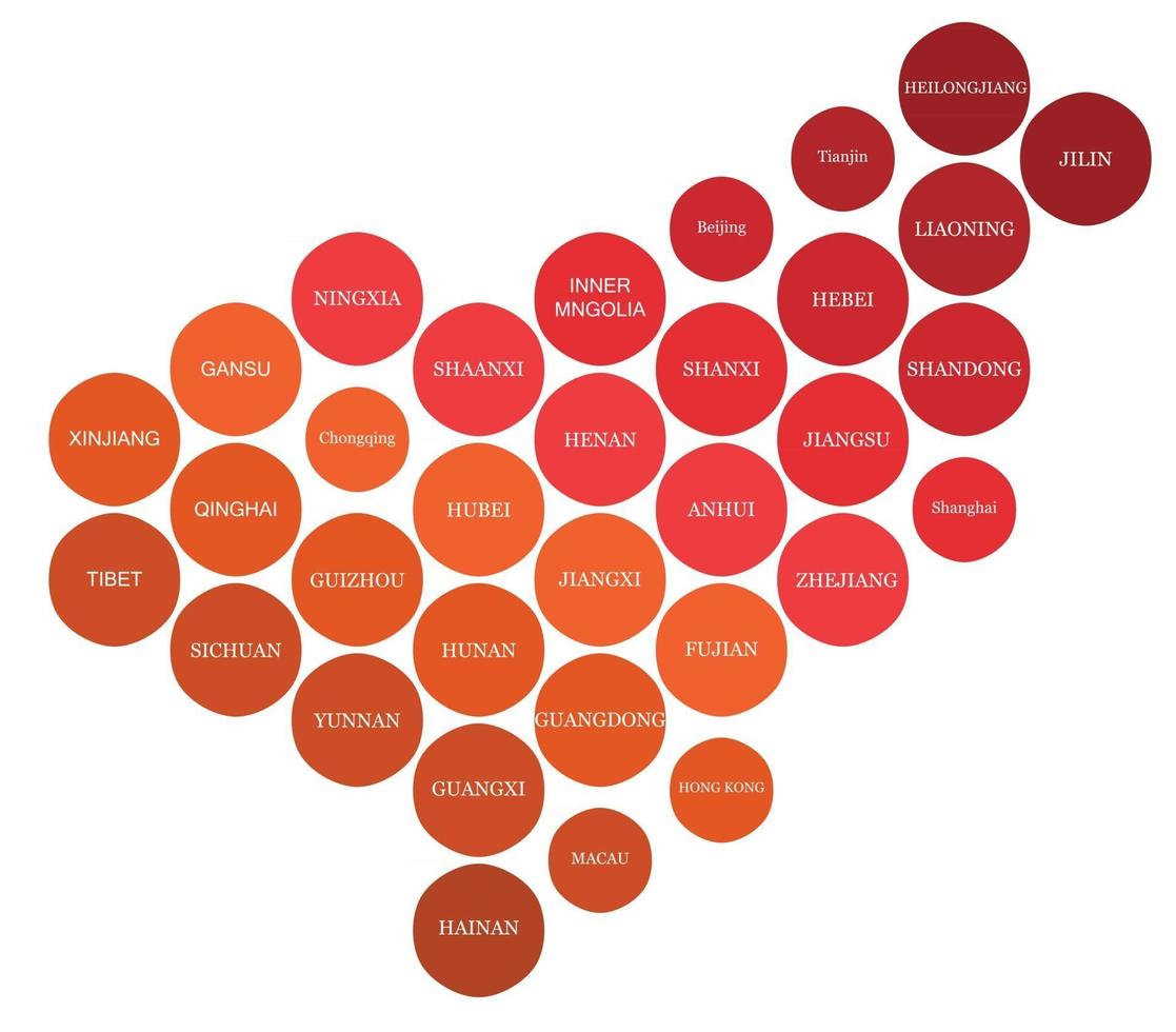 China political map divide by state colorful circle geometry. vector