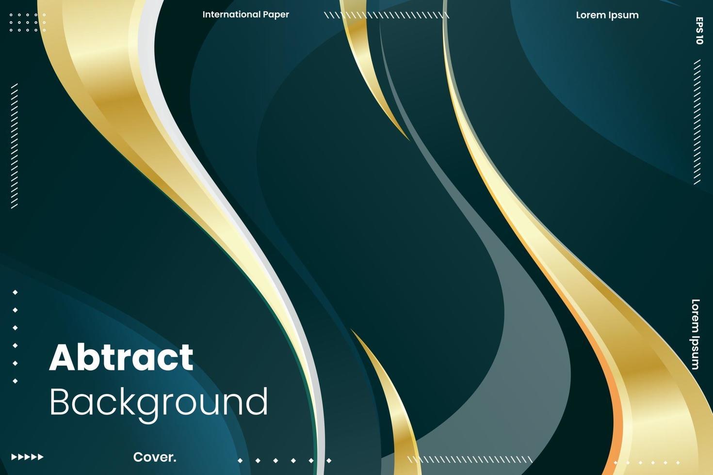 Abstract wavy dark blue with luxury gold lines background vector