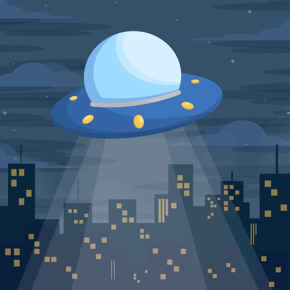 Ufo Fly Over the City vector