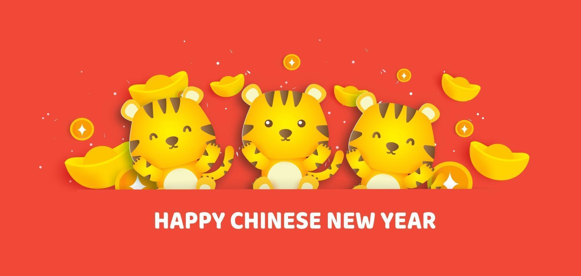 Chinese new year 2022 year of the tiger banner . vector