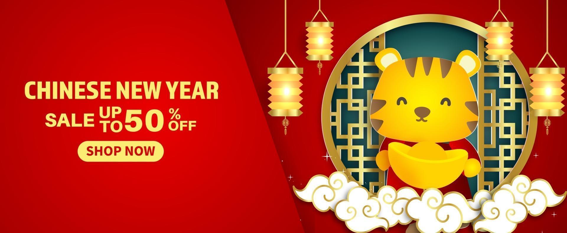 Chinese new year 2022 year of the tiger banner . vector