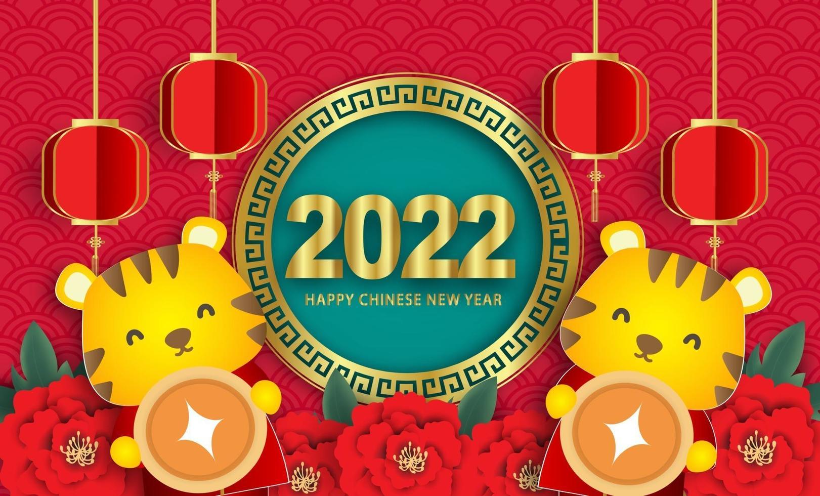 Chinese new year 2022 ,Year of the tiger banner . vector