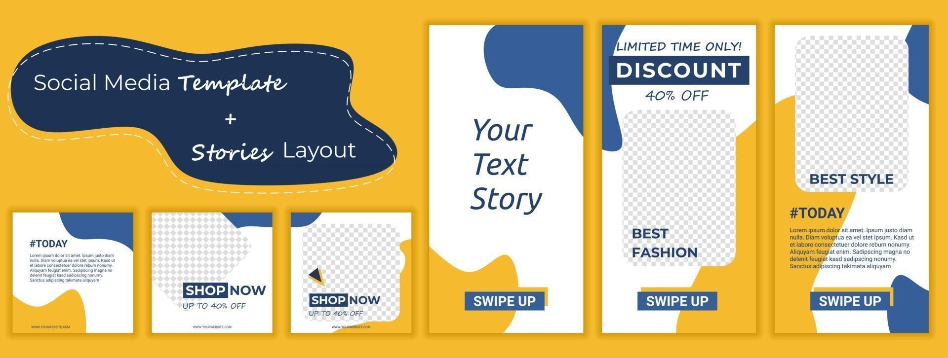 Set of Editable minimal square banner template vector