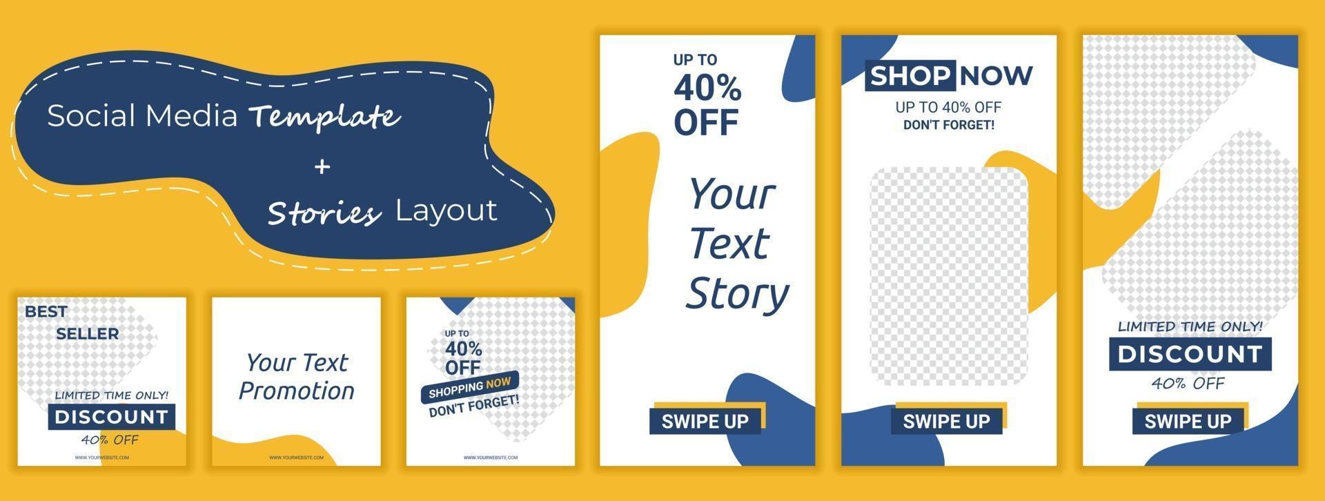 Set of Editable minimal square banner template vector