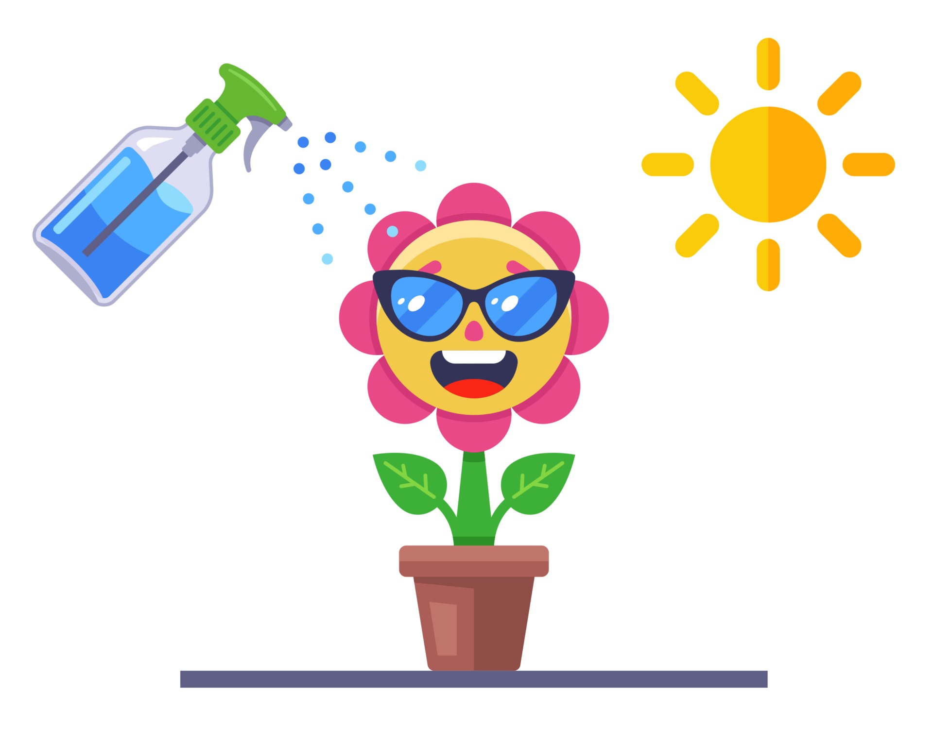 take care of the flower. joyful plant in a pot. 2969507 Vector Art at