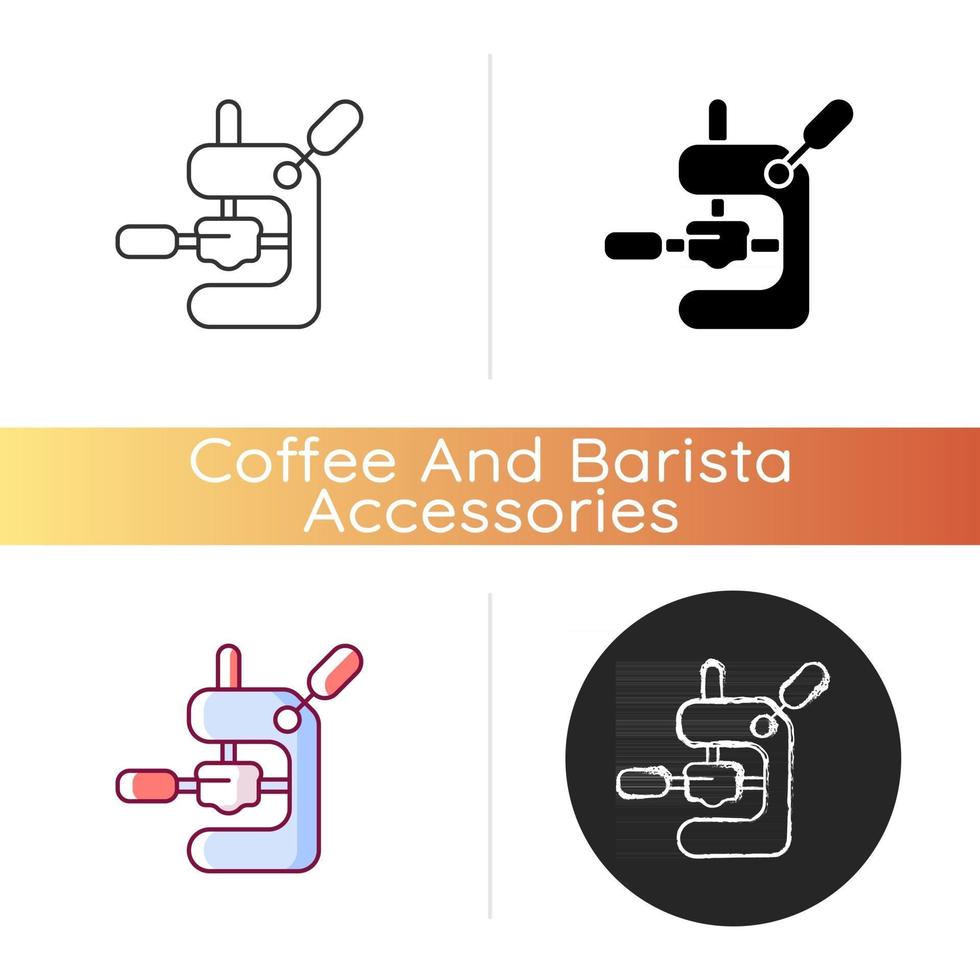 Tamping espresso machine icon vector