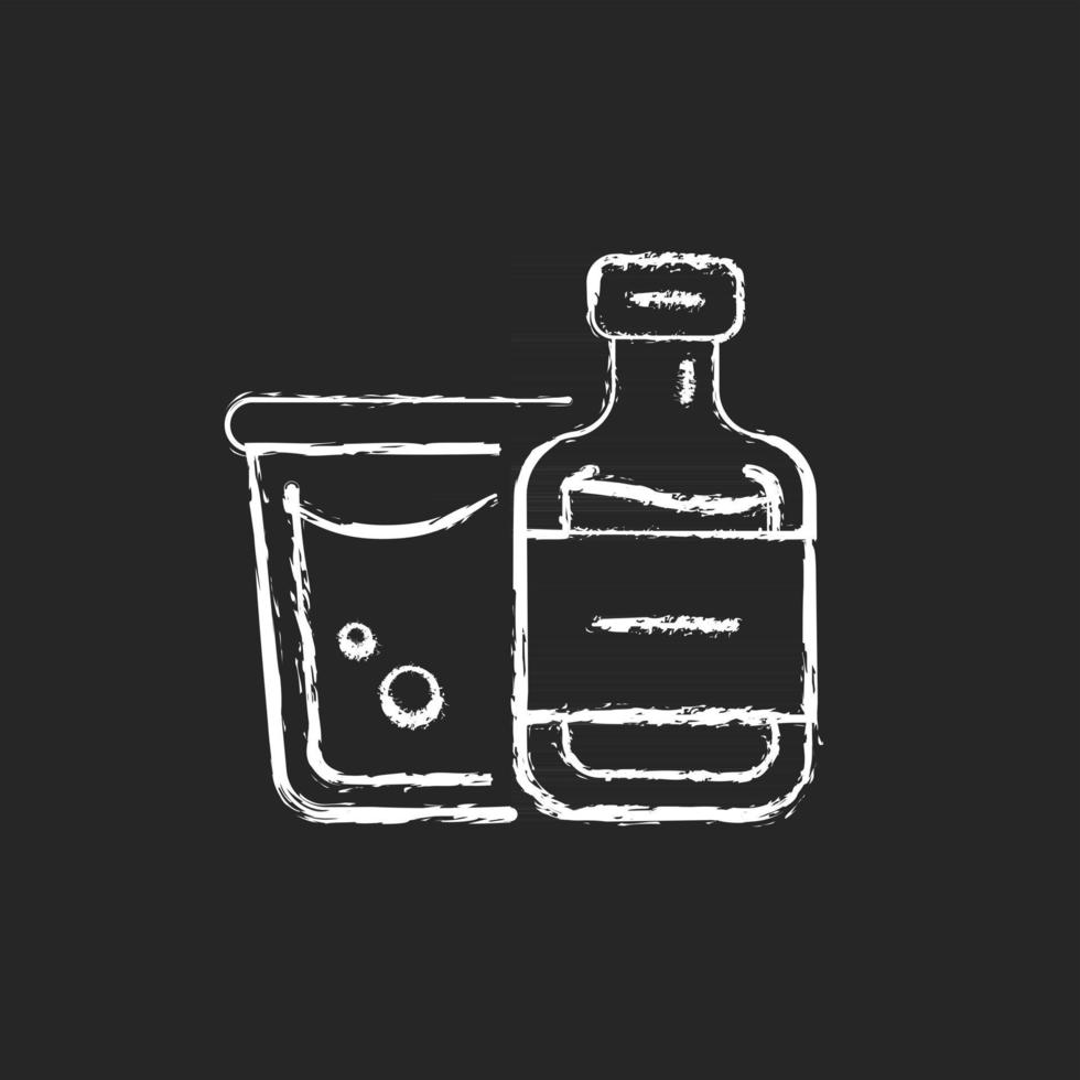 Airplane alcohol chalk white icon on dark background vector