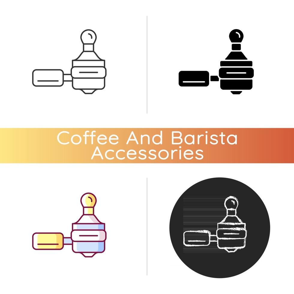 Coffee tamper and portafilter icon vector