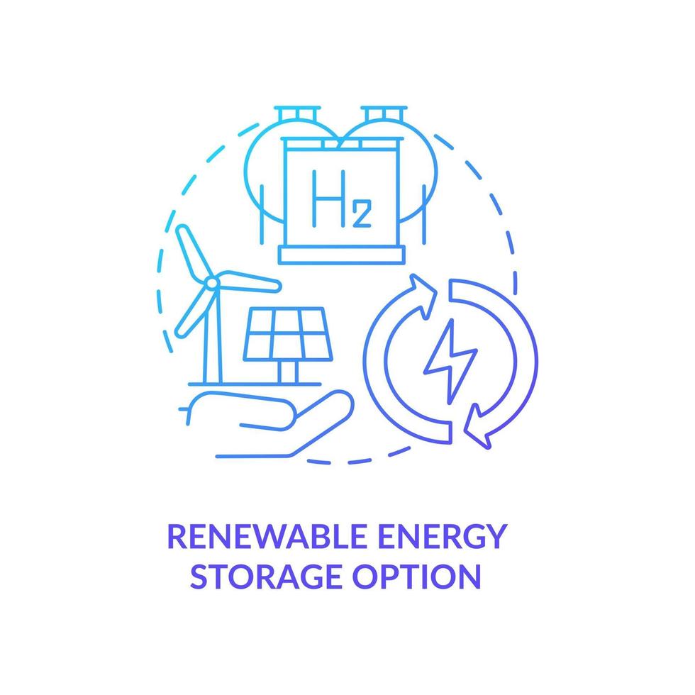 Renewable energy storage option concept icon vector