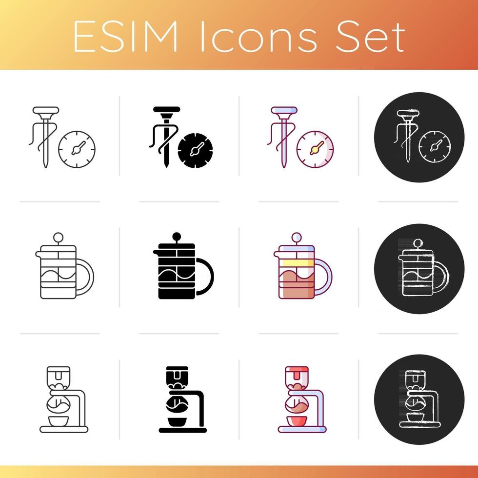 Coffee preparation icons set vector