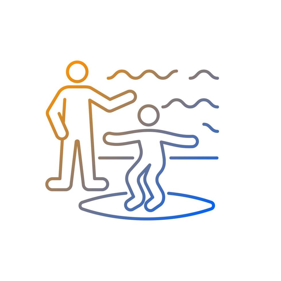 Surfing lessons gradient linear vector icon