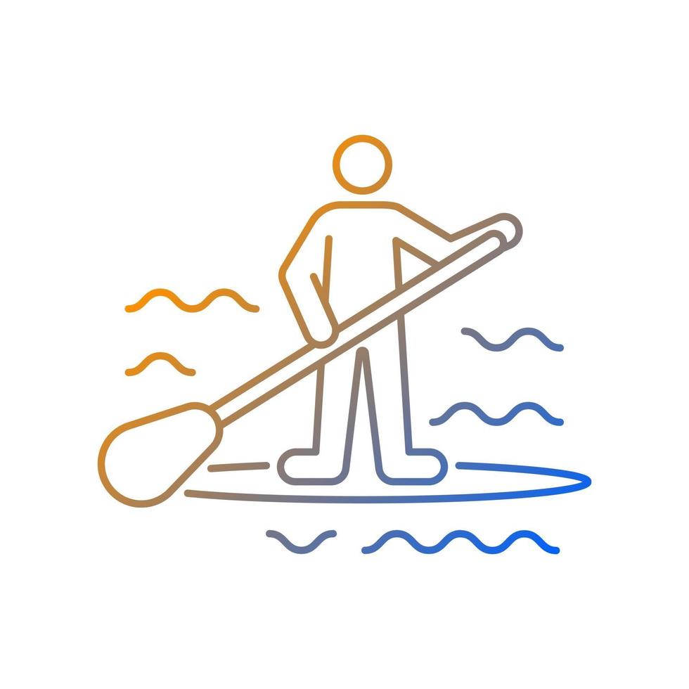 Paddle board surfing gradient linear vector icon