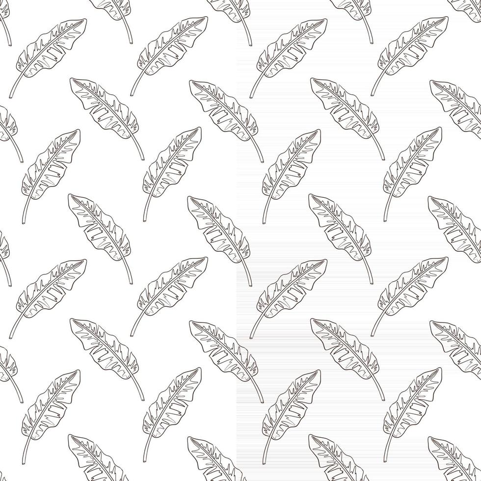 Tropical Organic Leaves Line Art Seamless Pattern vector