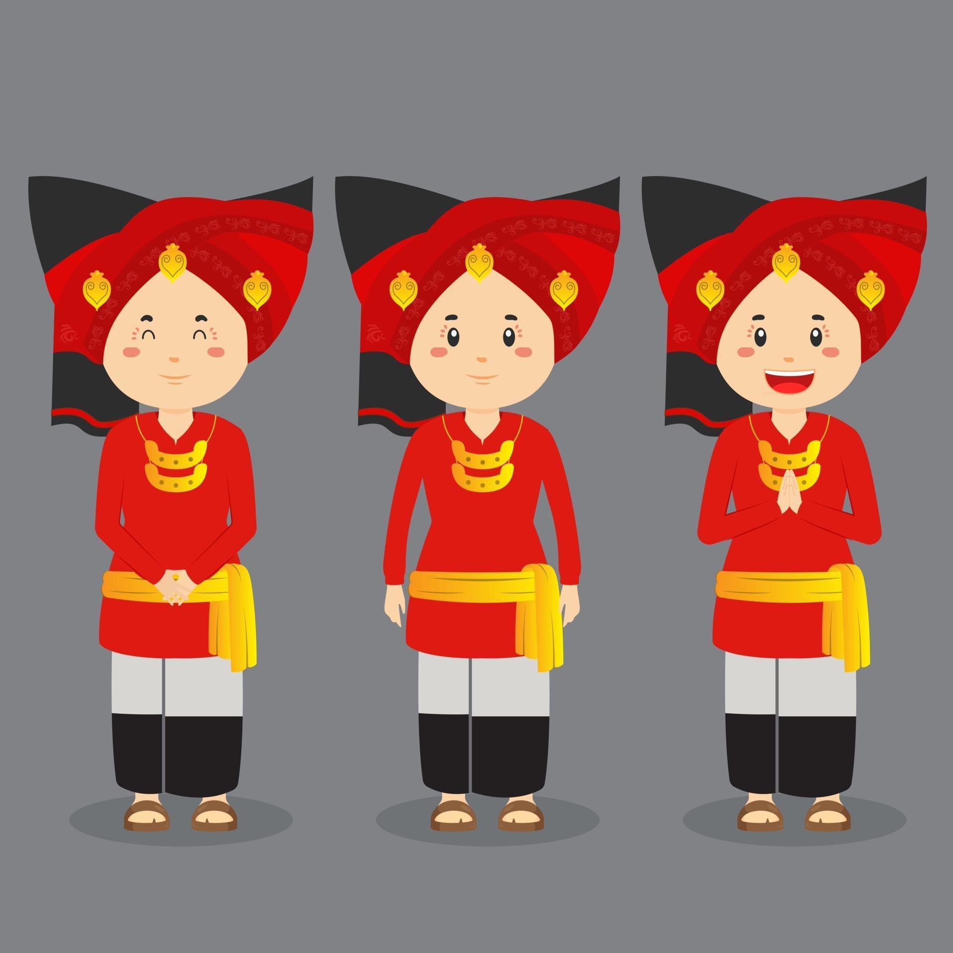 North Sumatra Character with Various Expression 2969633 Vector Art at ...