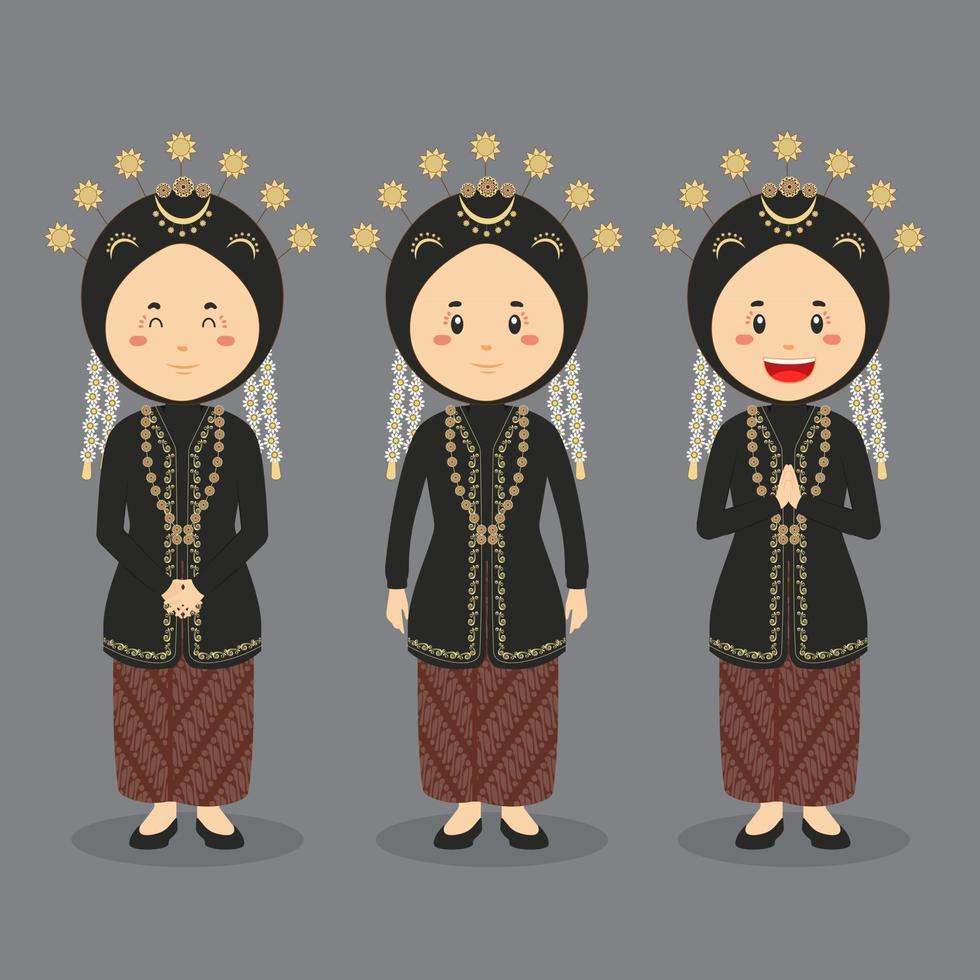 Central Java Character with Various Expression vector