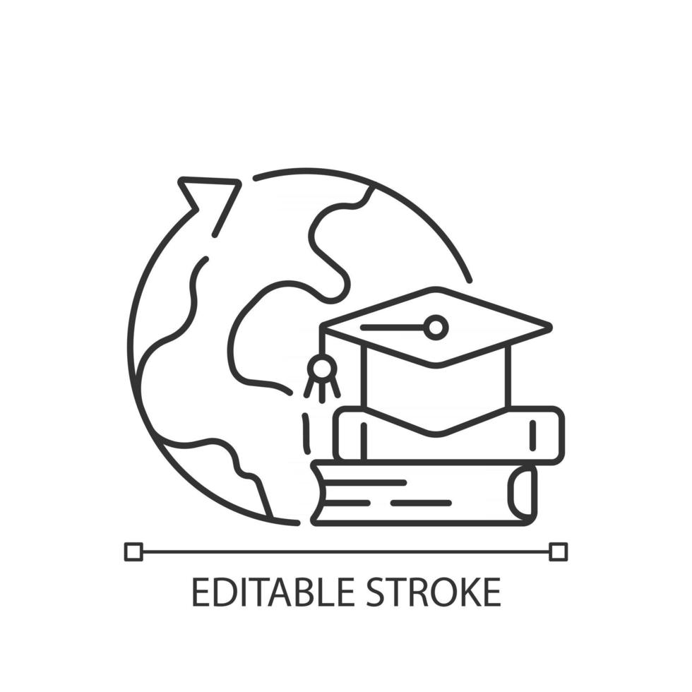 Student exchange programme linear icon vector